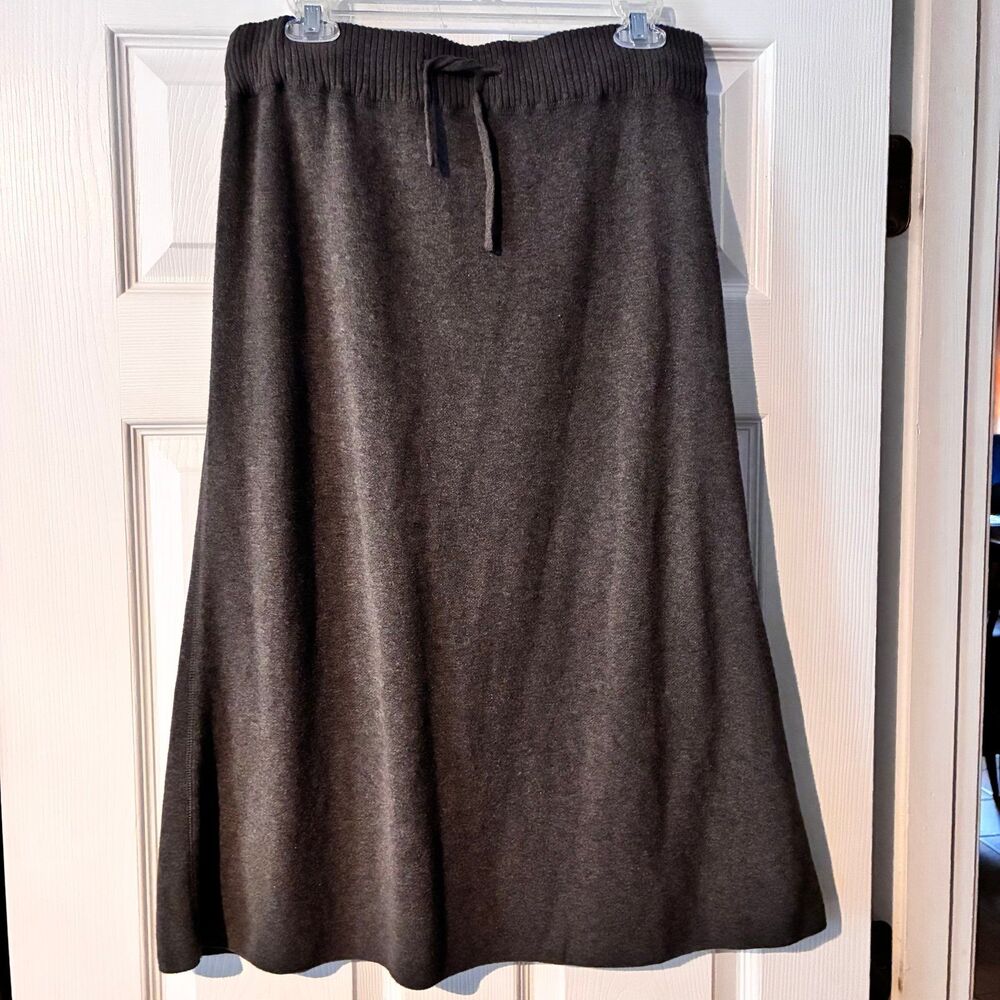 Maggies Organics Cotton Knit Skirt Size Medium Brown Drawstring Waist